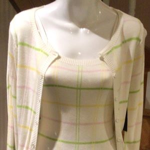 White/pastel coloured stripes knit sweater topset